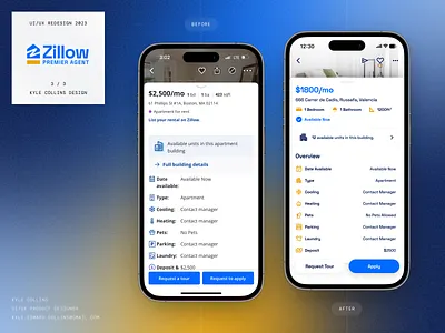 Zillow Premier Agent: Mobile App Redesign Concept (3/3) apartments app design app ui app ui design branding housing mobile ui mobile ux real estate rebrand redesign concept typography