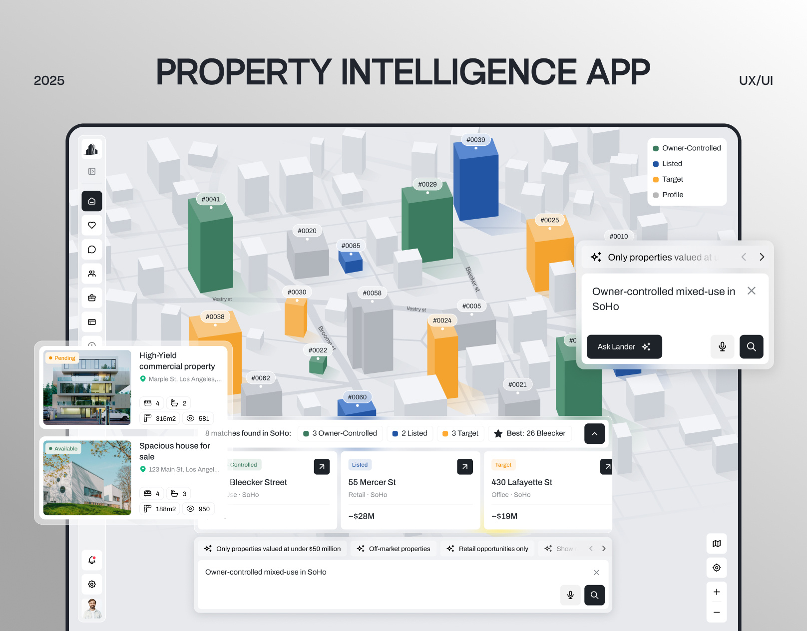 AI Property Intelligence Platform SaaS Dashboard UI Web App Map ai ai chat app design assistant clean dashboard design design map map based marketplace property real estate saas saas dashboard ui uiux user experience web app web app ui web application