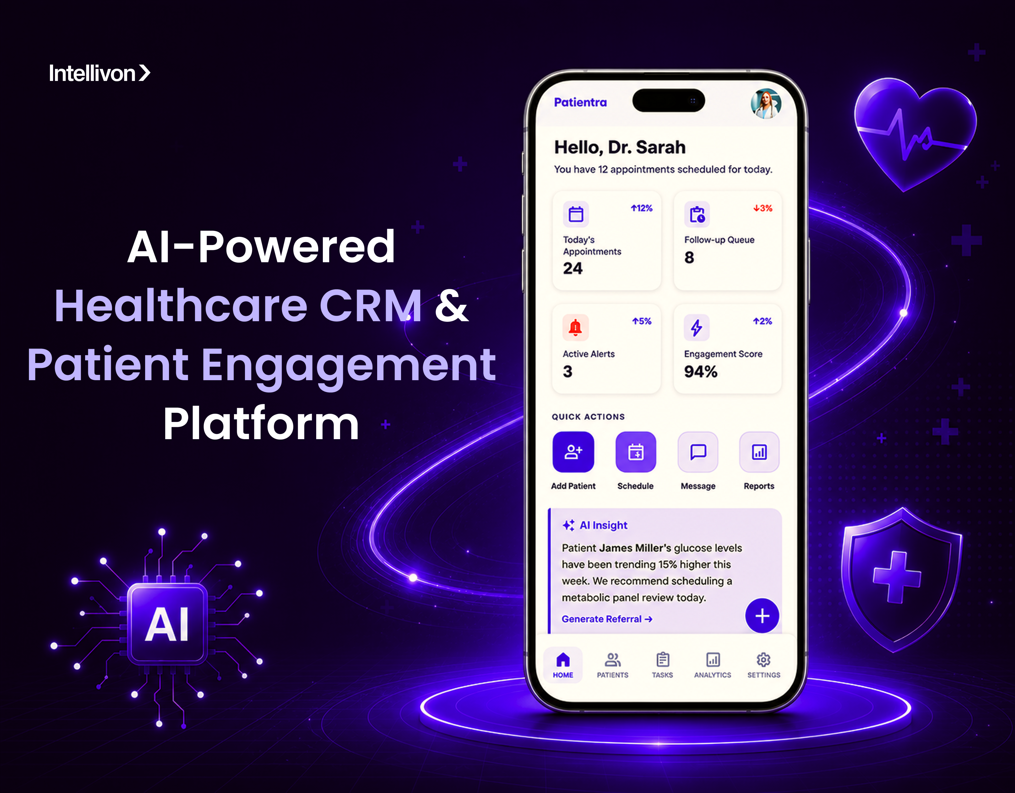 AI-Powered Healthcare CRM & Patient Engagement Platform ai artificial intelligence dashboard ui enterprise software figma healthcare healthcare app healthcare crm healthcare dashboard healthtech hospital management medical dashboard medtech mobile app patient engagement patient management saas ui design ux design web app