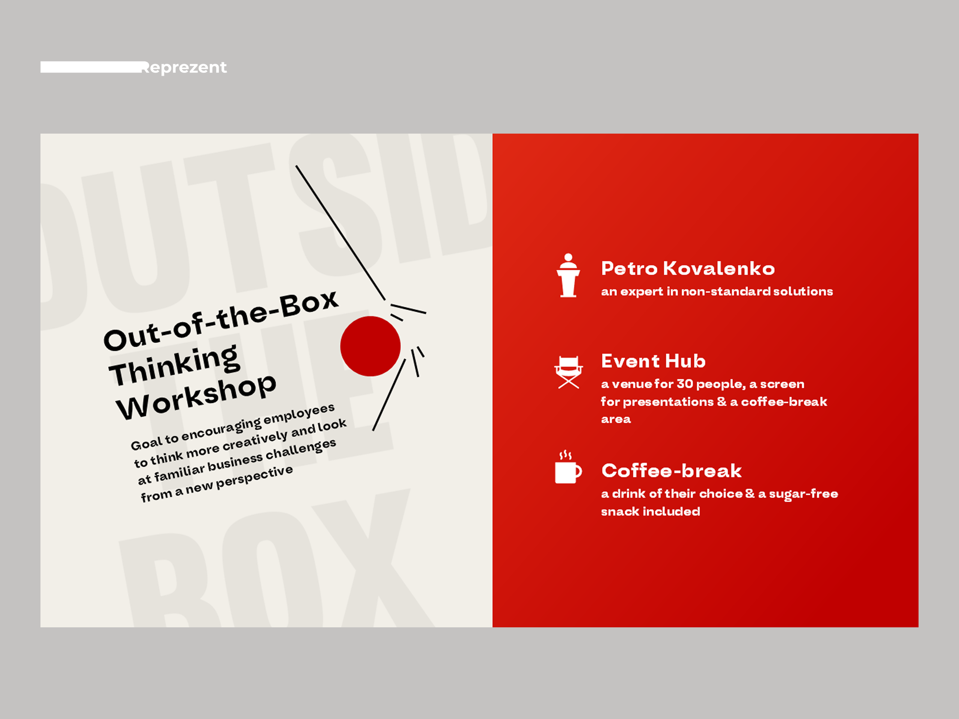 Out-of-the-Box | Presentation Slide ai branding company presentation deck design design google slides graphic design illustration keynote pitch deck pitch deck design power point powerpoint presentation presentation design presentation layout typography