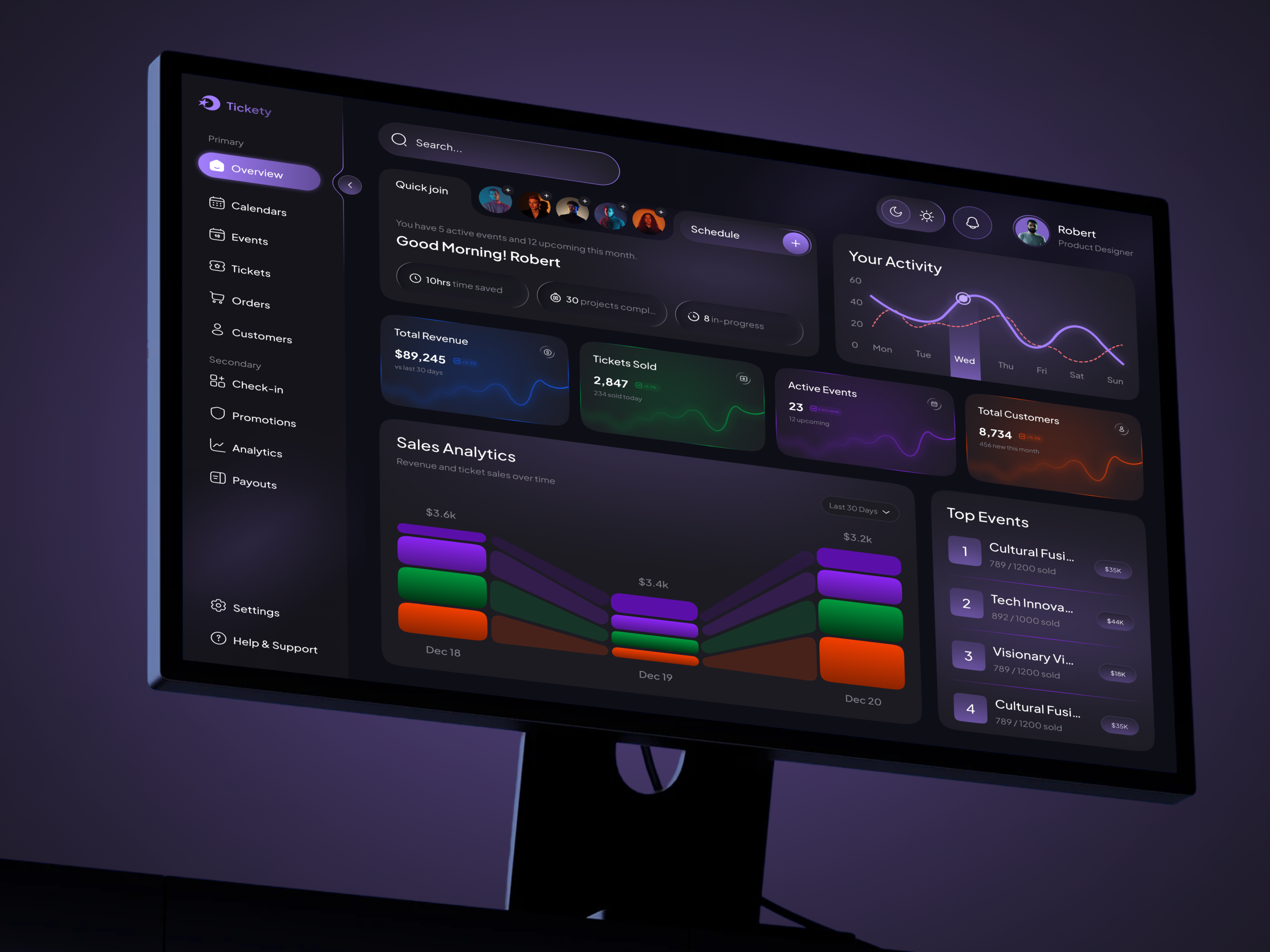 Event Management Dashboard UI Design admin dashboard analytics dashboard event dashboard event dashboard ui event management interface product saas dashboard service startup ticket booking ticket booking dashboard ui ux web