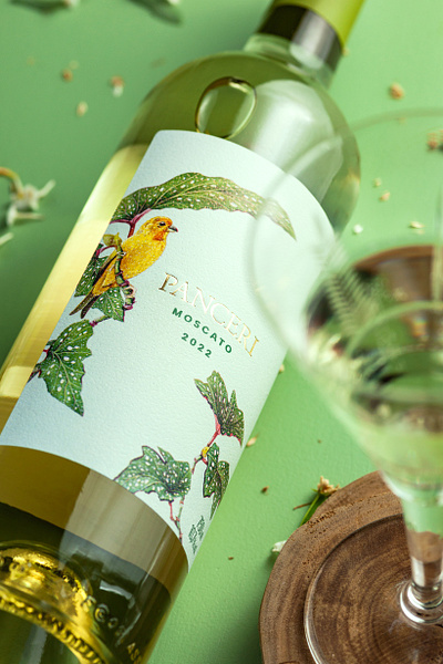 Moscato Wine Label birds canary embalagem illustration label moscato packaging vineyard vinho vino wine winery