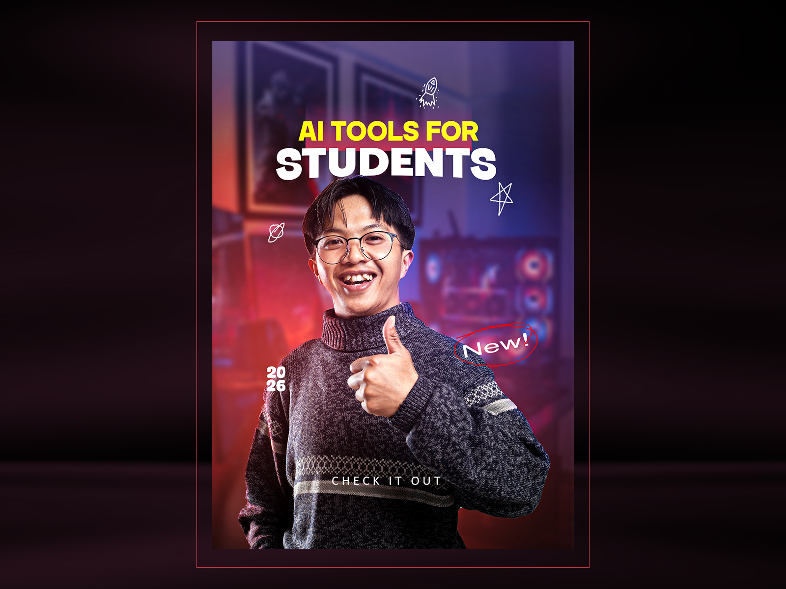 AI Tools for Students – Poster Design adobe photoshop ads ai banner branding creativity design facebook graphic design instagram photoshop post tools twiiter x