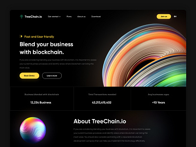 Tree-Chain.io | Blend with blockchain app bitcoin blockchain branding business business manager concept crypto design header hero header hero page landing landing page logo ui uiux ux