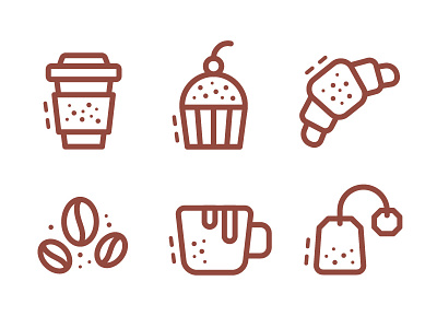 Coffee icons adobe illustrator cake coffee croissant cup design graphic design icons illustration ui vector vector icon