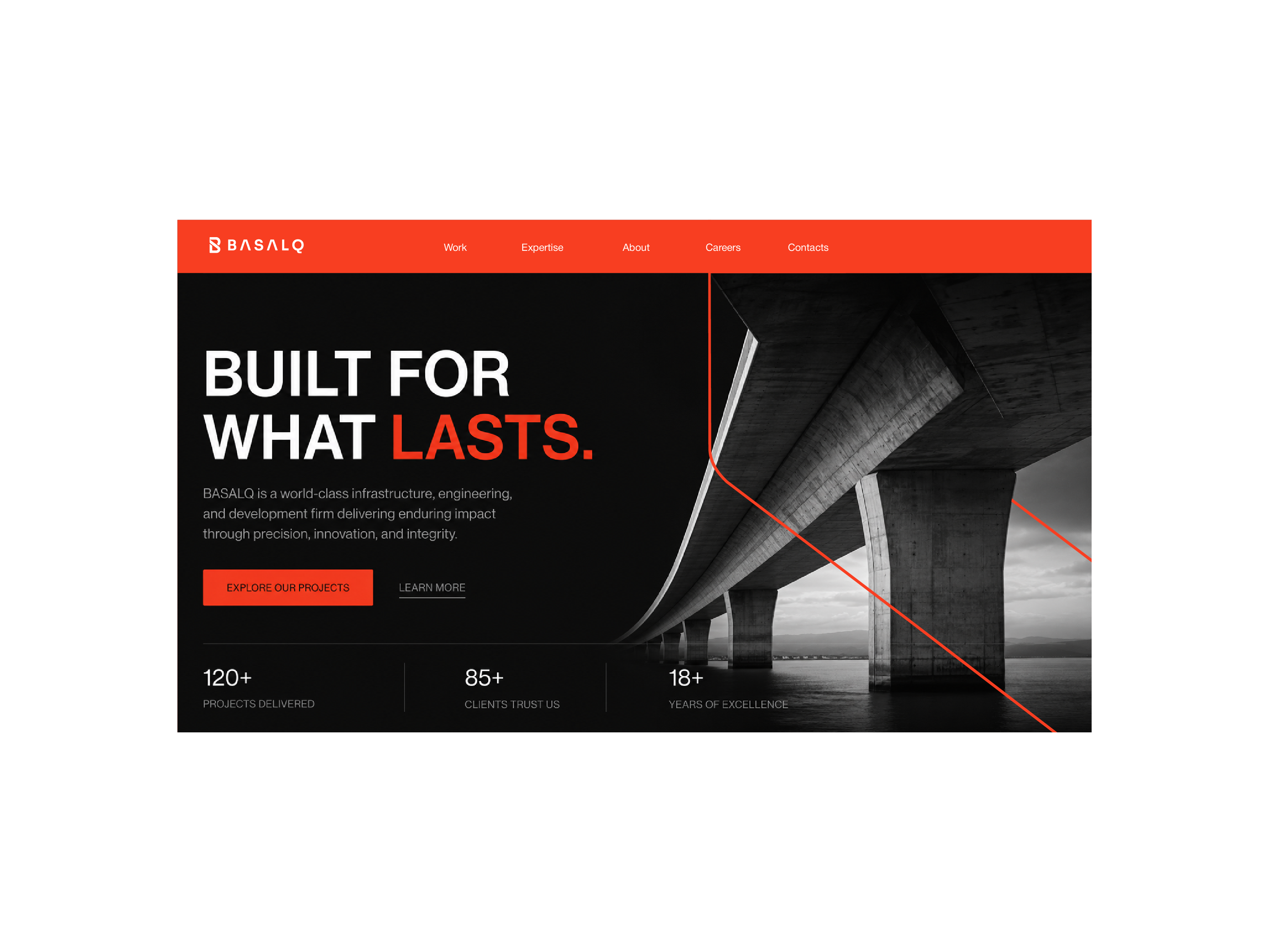 Basalq Landing Page Design branding construction corporate landing page landing page design ui ux visual identity webdesign