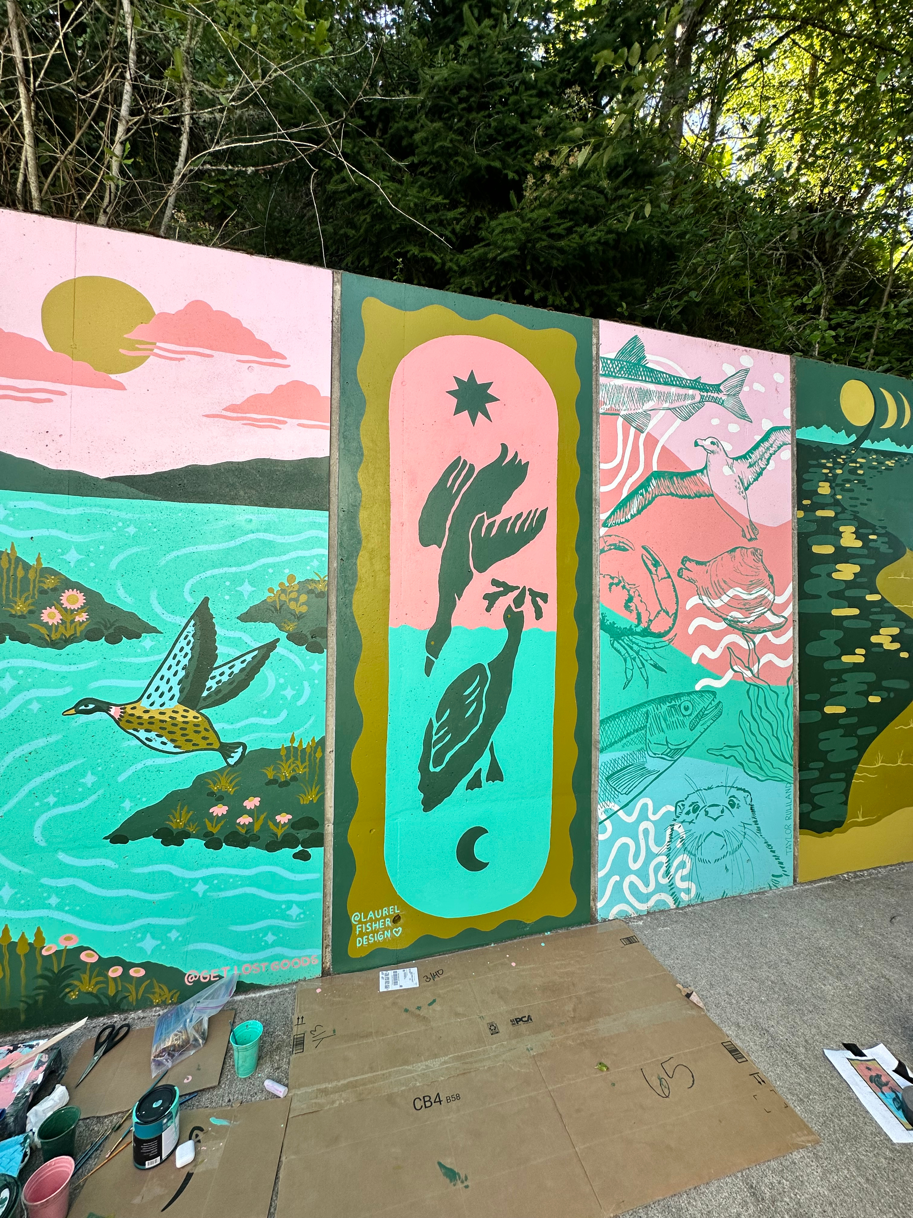 'As Above, So Below' Mural for Nisqually Nature Reach Center duck illustration duck mural ducks illustration illustrator mural mural project nature center nature center mural nature illustration nature mural nisqually nisqually nature reach center pacific northwest mural painting pnw mural