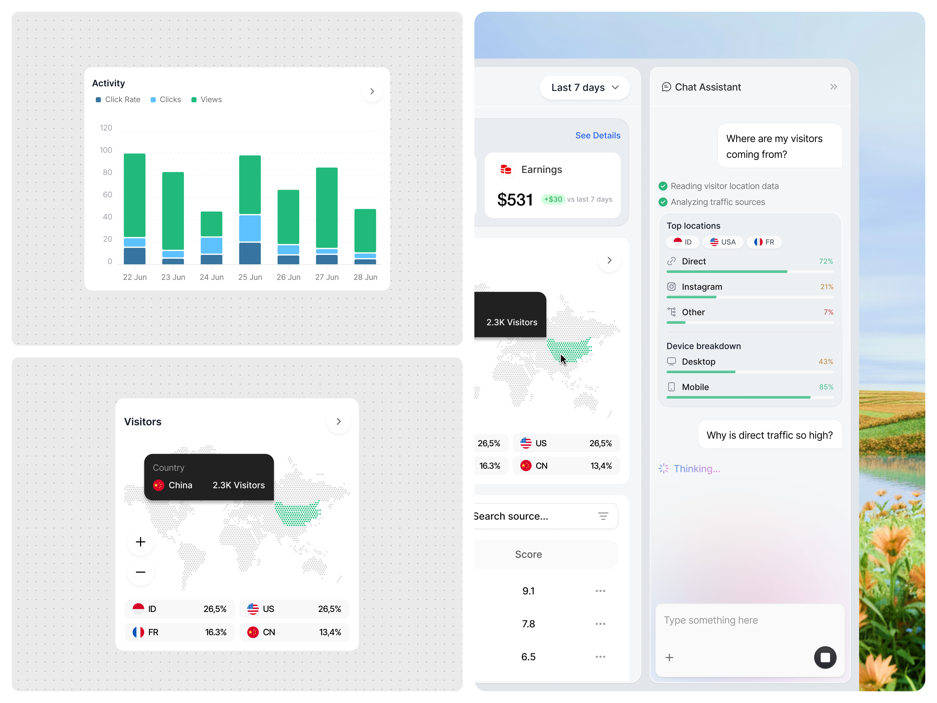 Link Analytics Dashboard ai dashboard analytics analytics dashboard clean clean dashboard dashboard design interface link linktree minimalism dashboard modern dashboard performance dashboard product design saas seo dashboard ui ux