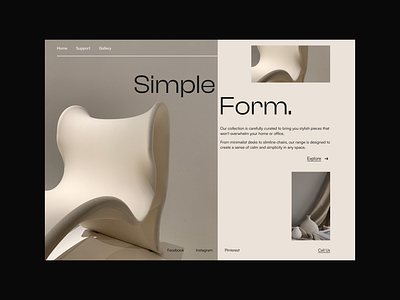 Simple Form branding dekstop design figma furniture landing page minimal neutral colors ui user interface web design