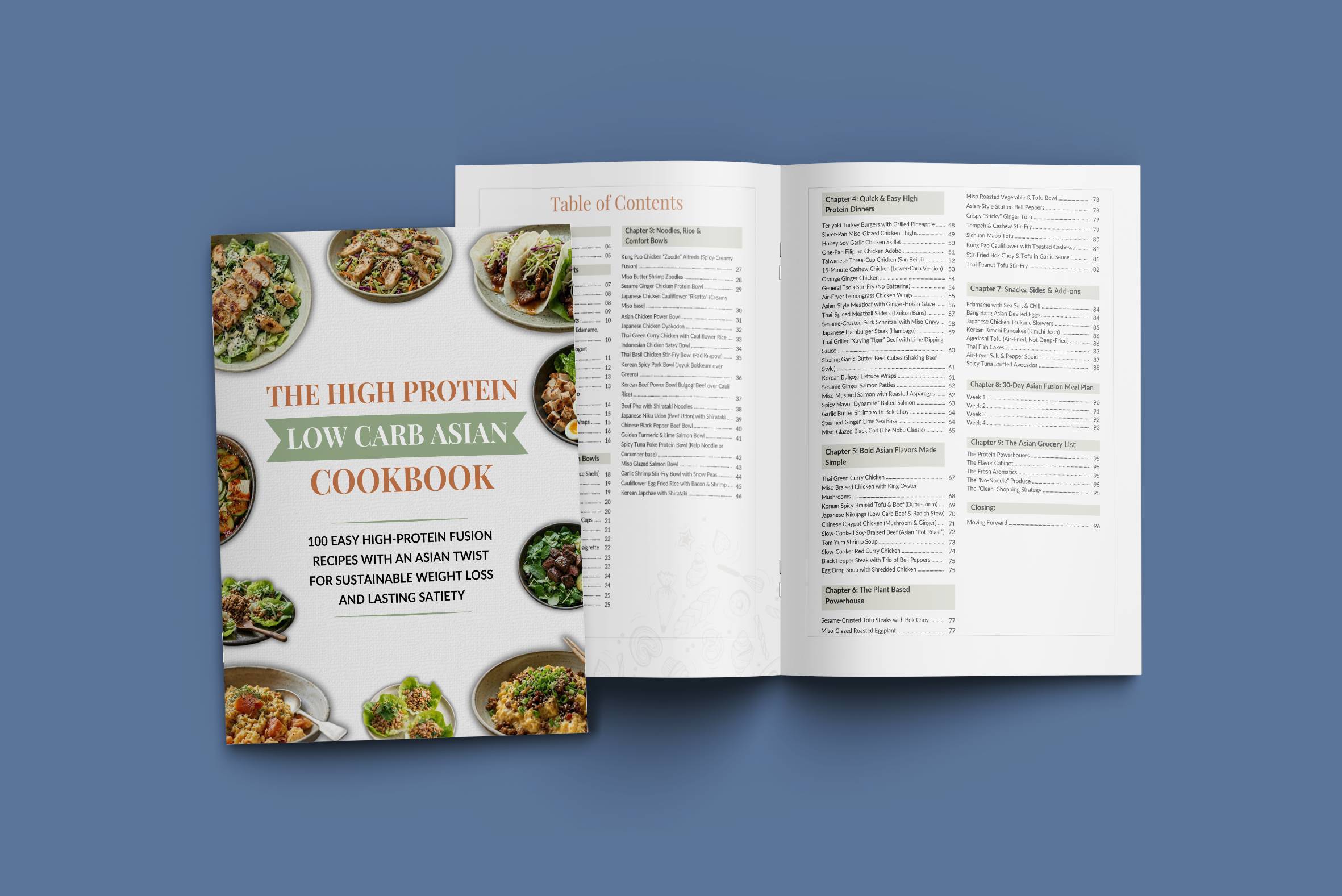High Protein Low Carb Asian Cookbook Design & Layout adobe indesign amazon kdp book design book formatting cookbook design cookbook designer cookbook layout ebook cover ebook design ebook designer ebook layout editorial design food magazine design healthy cookbook meal plan cookbook nutrition ebook recipe book design recipe book formatting recipe ebook design