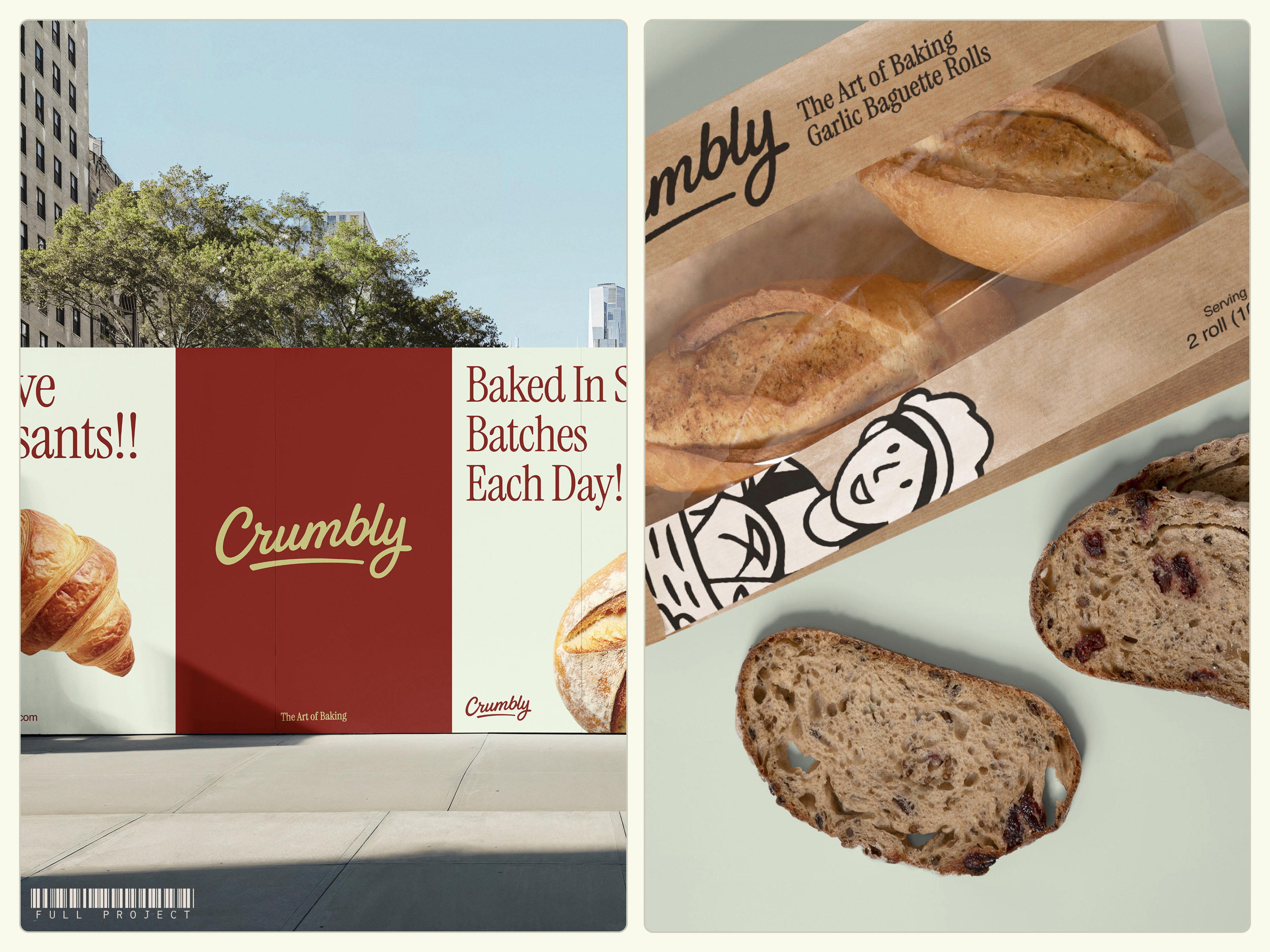 Crumbly Bakery — Full Brand Identity & Packaging Design bakery branding brand guidelines brand identity design design packaging design startup branding visual identity · logo design