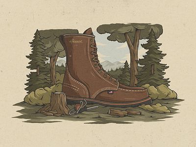 Thorogood Boots Illustrations digital illustration graphic design illustration landscapes marketing nature vector