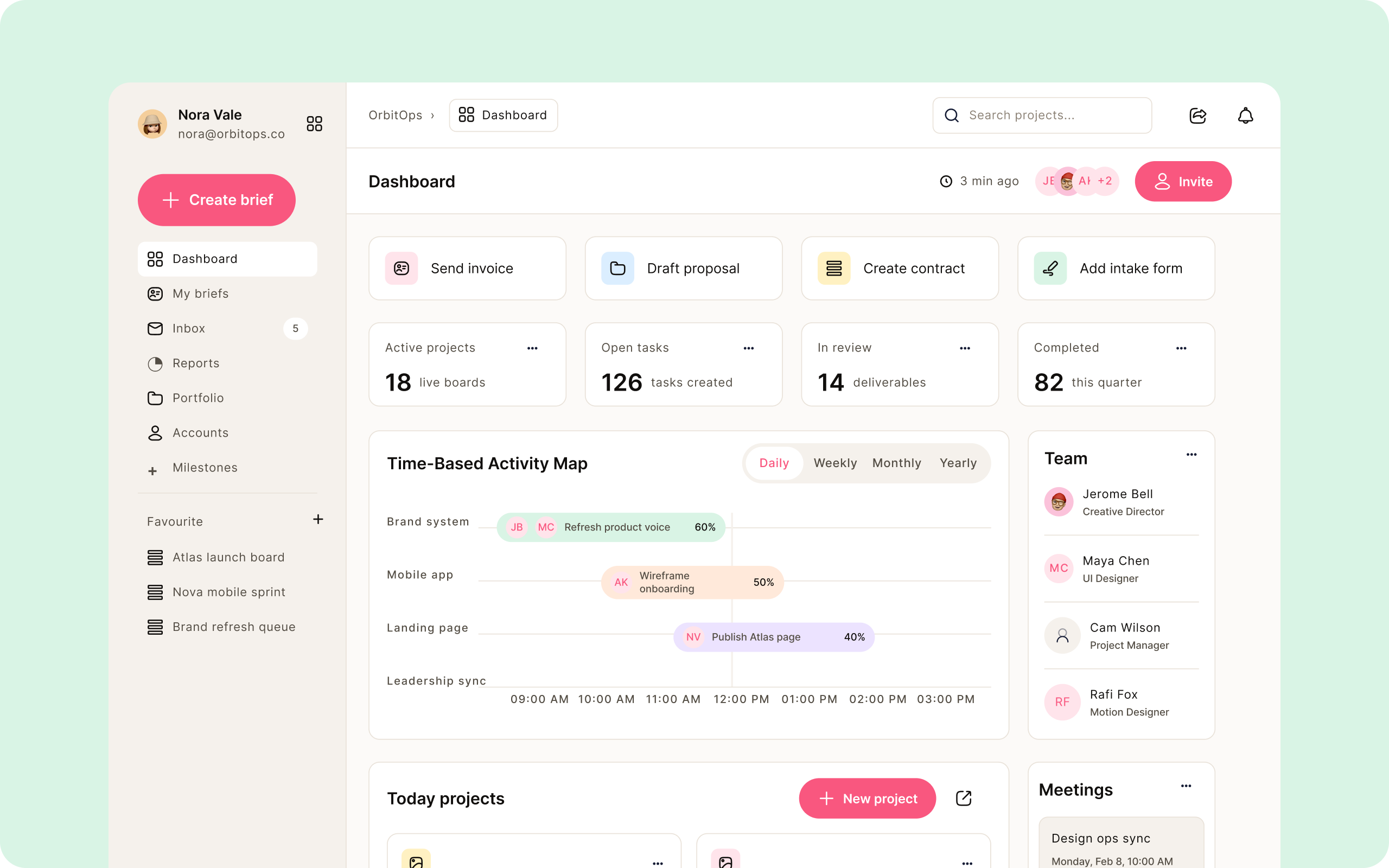 OrbitOps — Project Management Dashboard admin dashboard clean ui dashboard design design system figma interface design light mode minimal ui product design productivity app project management saas dashboard task management team dashboard ui design ux design uxui velar design system web app workflow