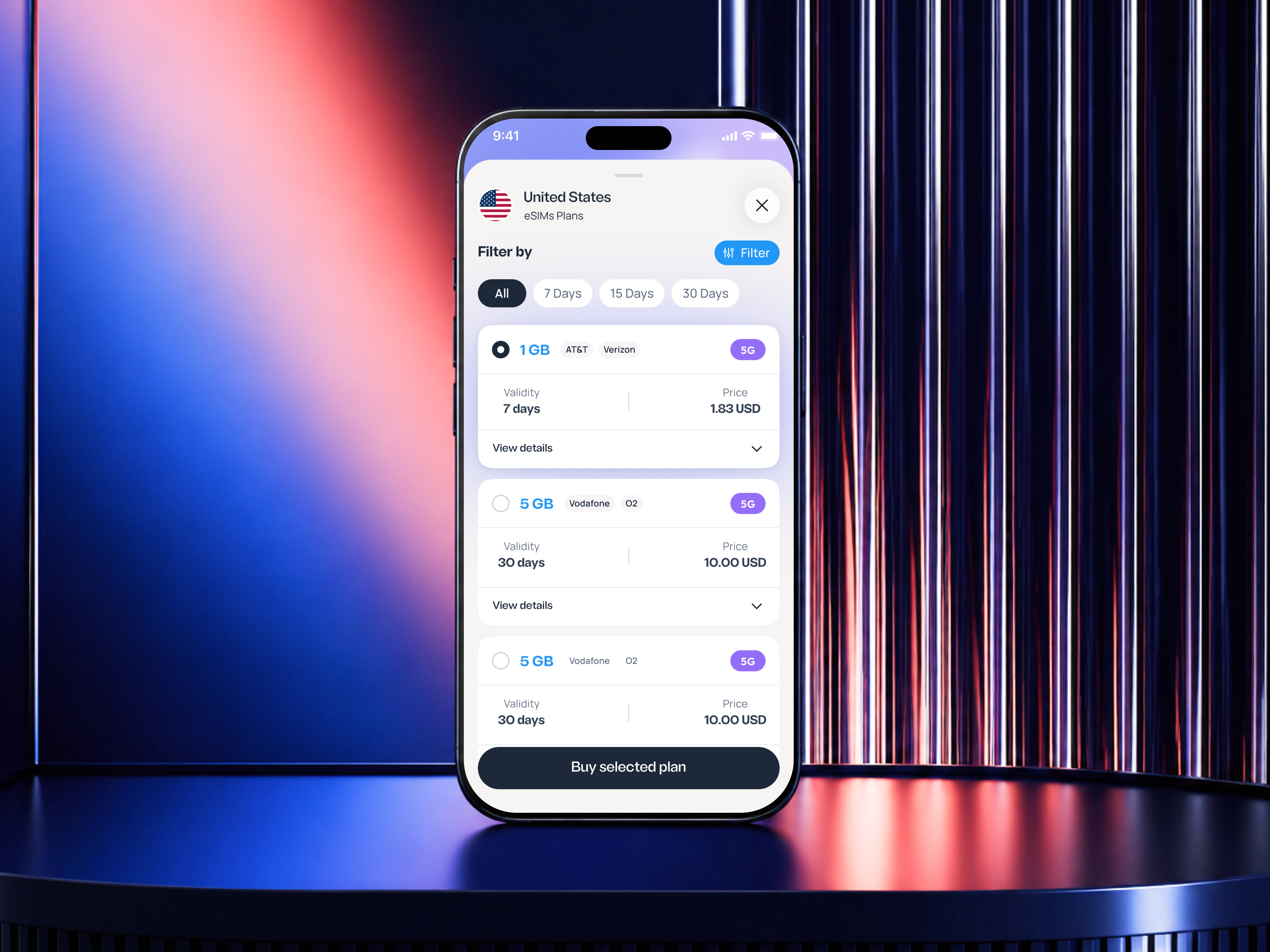 E-sim Data Management - Mobile App Design android app app design app ui design app ux design communication digital sim e sim esim mobile app global esim ios app mobile app mobile app design mobile app ui mobile data purchase flow sim card telecom telecommunication telecommunication app travel app