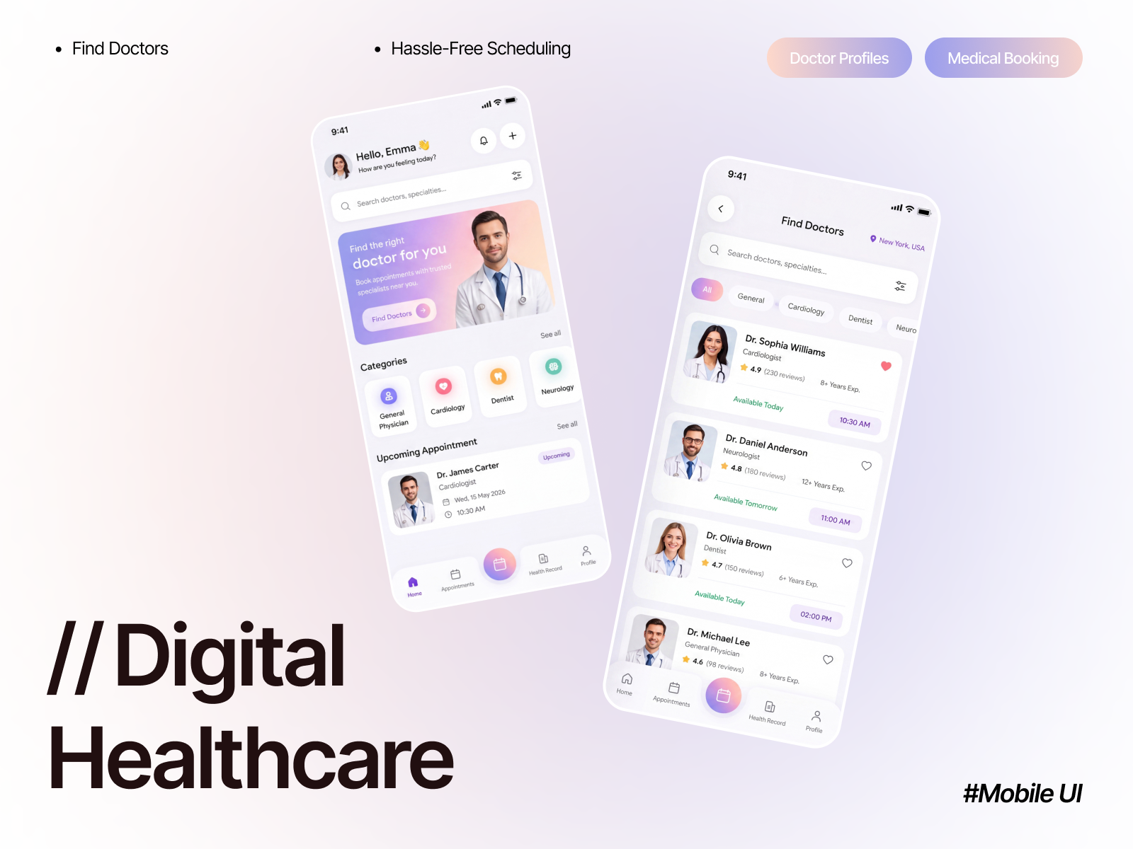 MediCare+ - Digital Healthcare App appointment scheduler doctor appointment doctor finder figma healthcare app healthcare ui healthtech medical booking medical dashboard mobile app design mobile ui patient portal product design techwitpro ui design ux design web hero seciton
