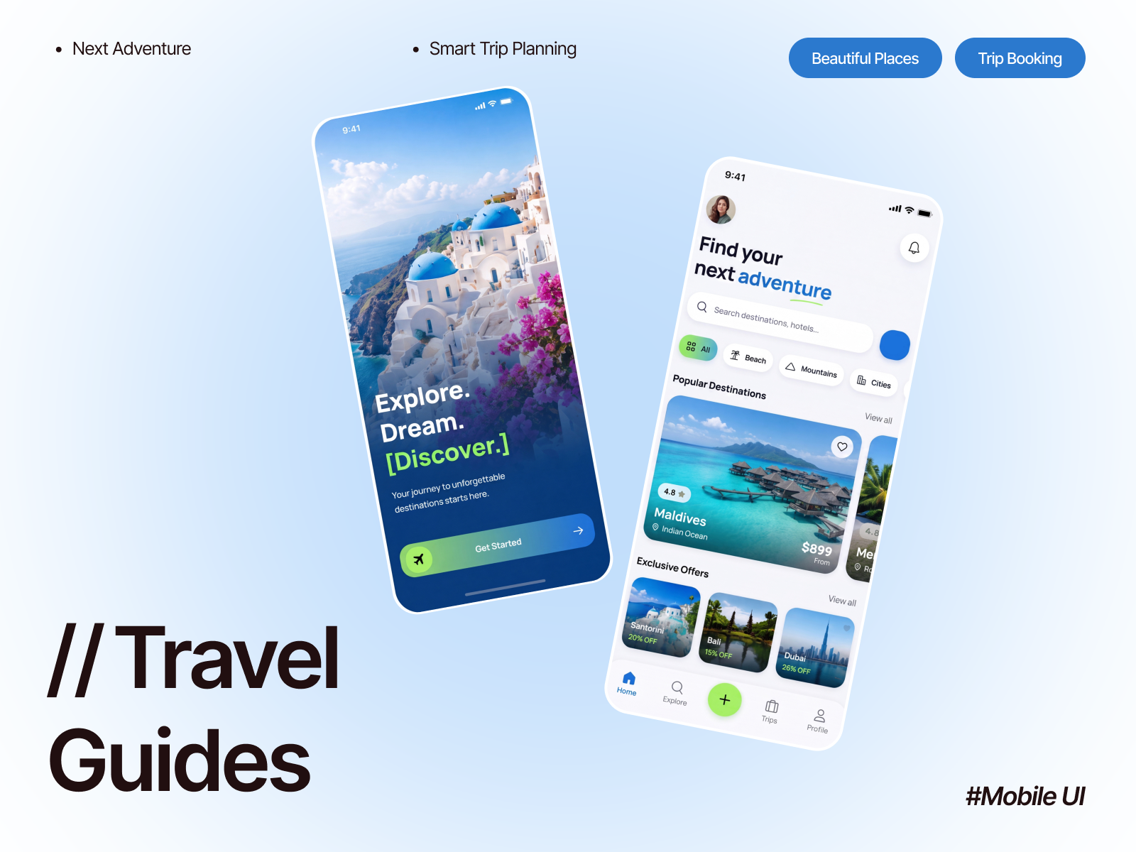 TravelMate - Travel Guide Mobile App destination discovery figma hero section mobile app design mobile ui product design tech techwitpro tourism app travel booking travel guide travel ui trip planner ui design user experience ux design vacation planner web