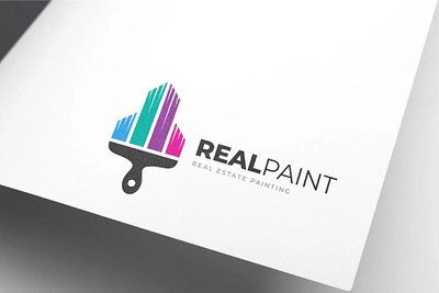 Real Estate Painting Logo Design drawing painting roofing