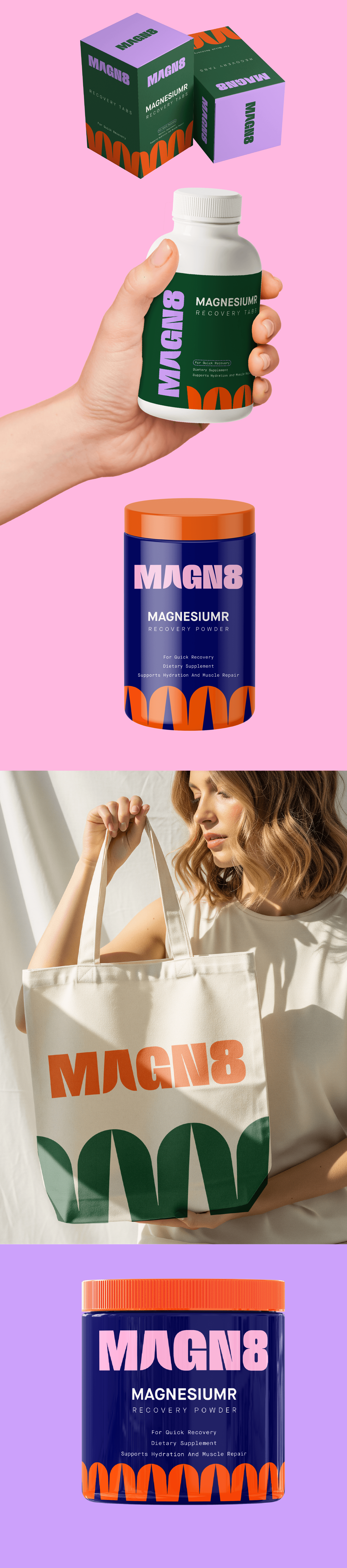 MAGN8 - magnesium tabs Supplement design branding graphic design label design logo packagedesign packaging design packaging design box product packaging protein supplement supplement packaging supplements vitamin