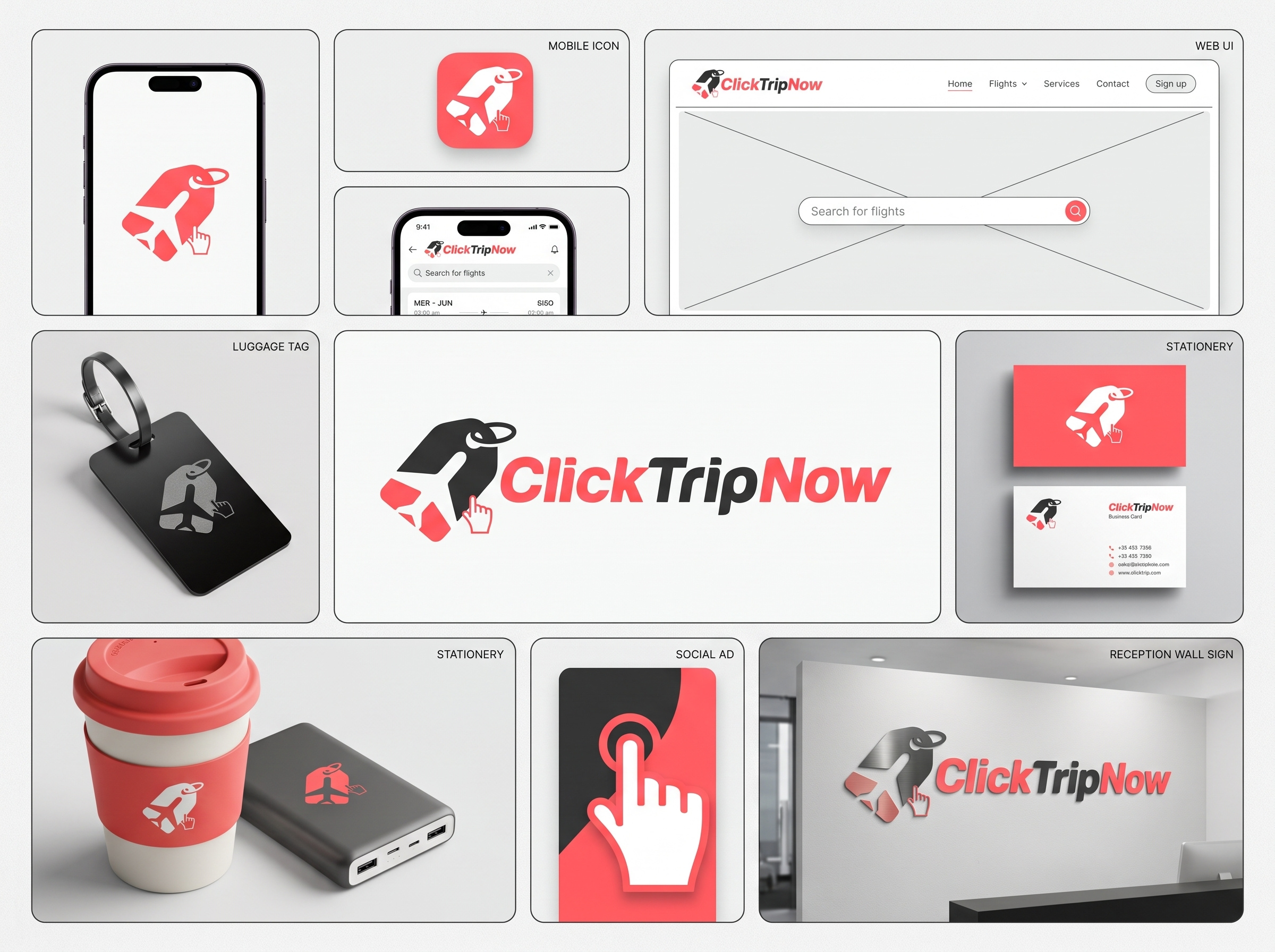 ClickTripNow — High-End Travel Booking Brand Identity & Mockups brand guidelines brand identity branding showcase corporate identity digital product flight booking graphic design logo design minimalist logo mockups modern logo premium branding tourism design travel agency travel app travel branding typography ui design vector logo visual identity