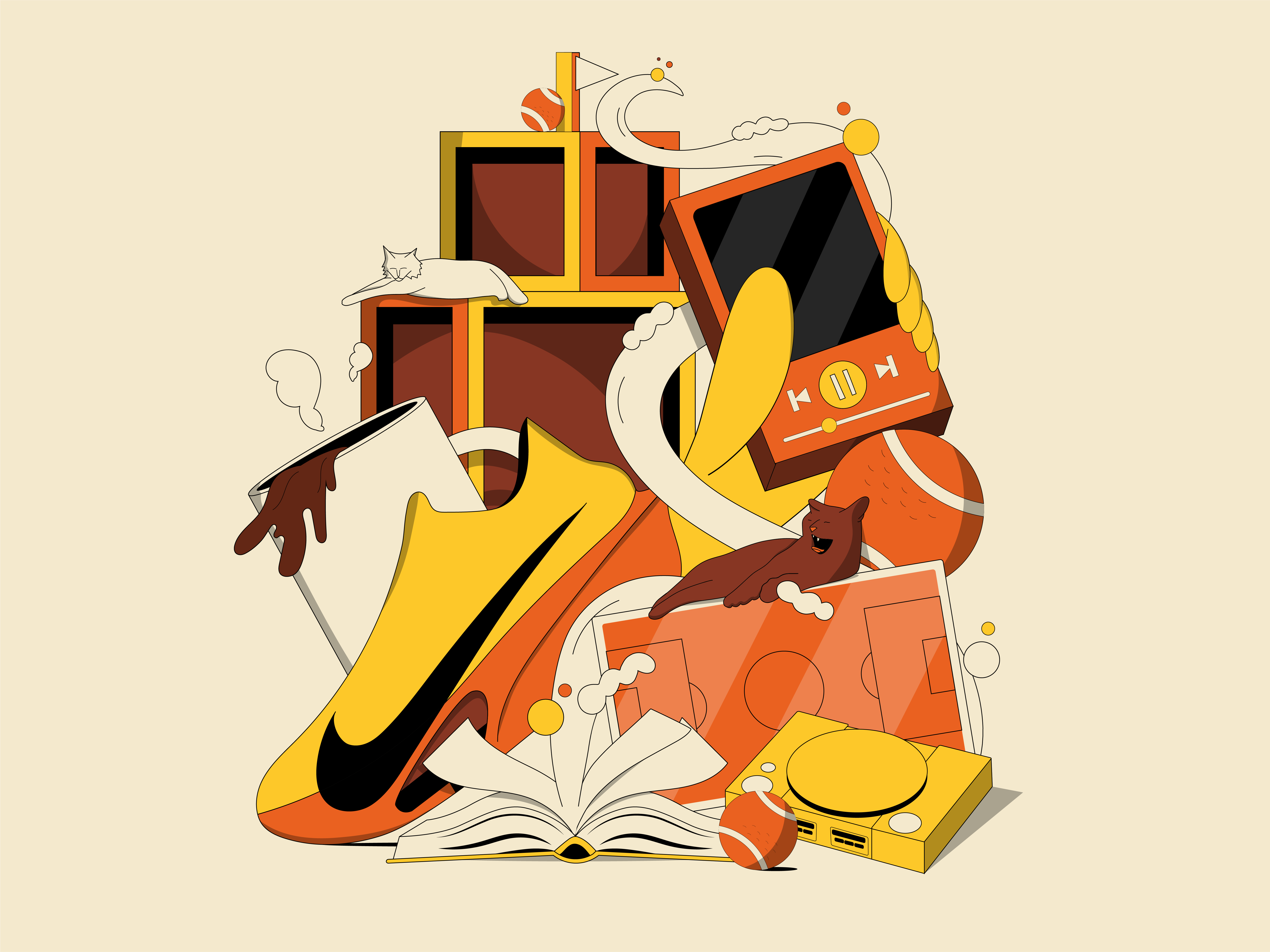 A SLOW SUNDAY 2d 3d advertising illustration branding design digital art editorial illustration extrude graphic design illustration isometric isometric illustration magazine retro sunday typography vector art vector illustration videogames weekend