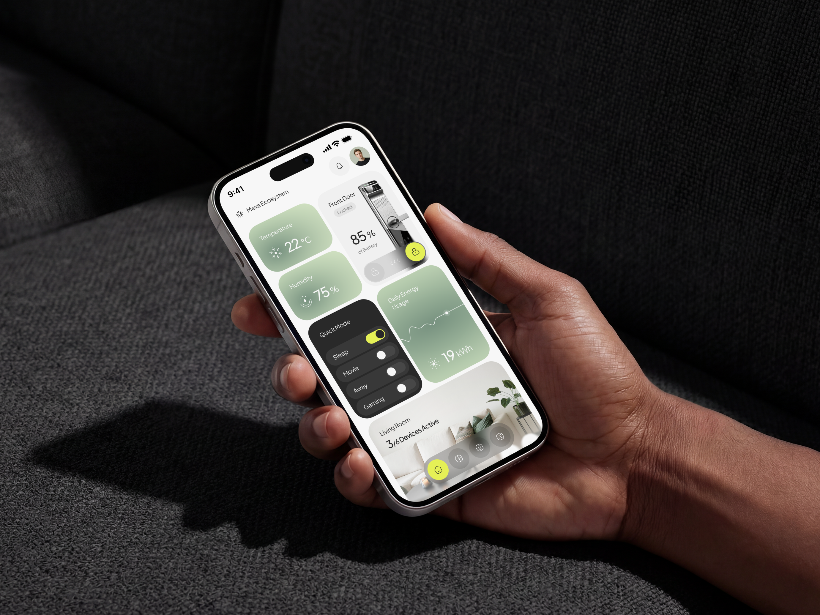 Mexa Smart Home Mobile App app design ecosystem figma home app interface interface design light mode mobile mobile app mobile design mobile interface mobile ui smart assistance smart device smart home ui ui design ui ux ux