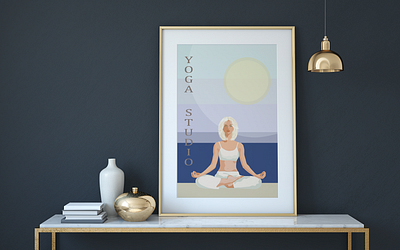 Poster for yoga studio design frame illustration interior lotos meditation picture poster yoga yoga center yoga studio