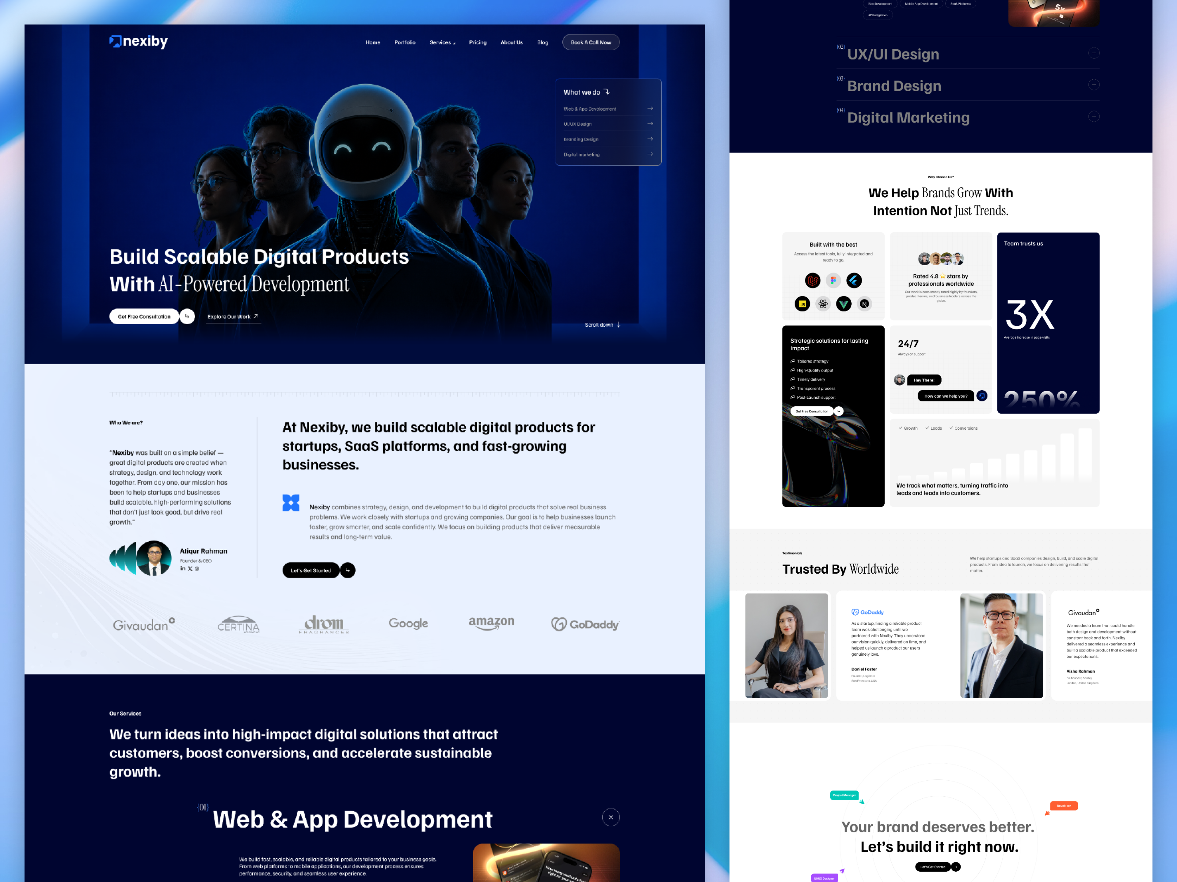 Nexiby LLC — AI-Powered Agency Landing Page Concept Design ai landing page ai powered branding landing page ui ui design ui ux uidesign user interface web design website