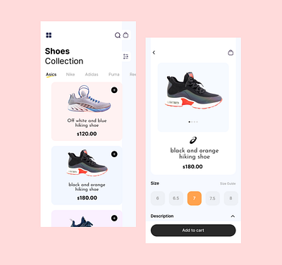 Shoes App Design design graphic design landing page mobile app product app ui ux website design