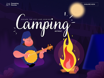 Camping Illustration animation art artist camping character design design figma flat graphic design icon illustration illustrator landing page minimal travel ui ux vector web website