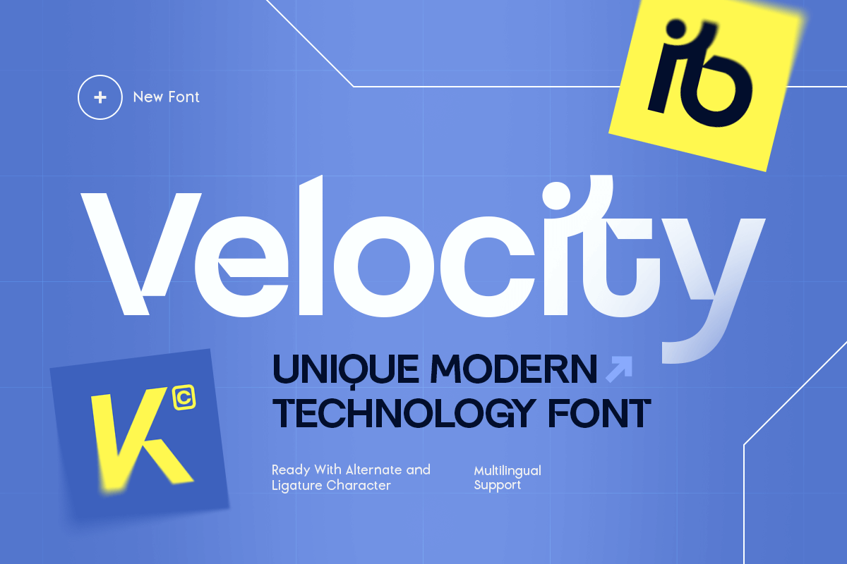 Velocity - Unique Modern Technology Font branding contemporary cyber design display futuristic graphic design innovation logo modern startup tech technology typography unique