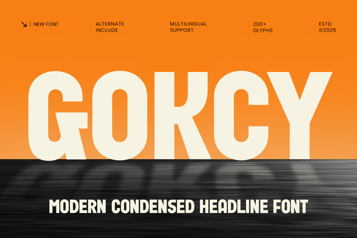 Gocky - Modern Condensed Headline Font bold branding clean condensed contemporary design display editorial graphic design headline logo magazine modern narrow poster professional typography