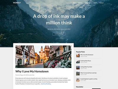 Wordly WordPress Theme - Free theme for writers & bloggers blog blogging design download free responsive template theme ui website wordpress