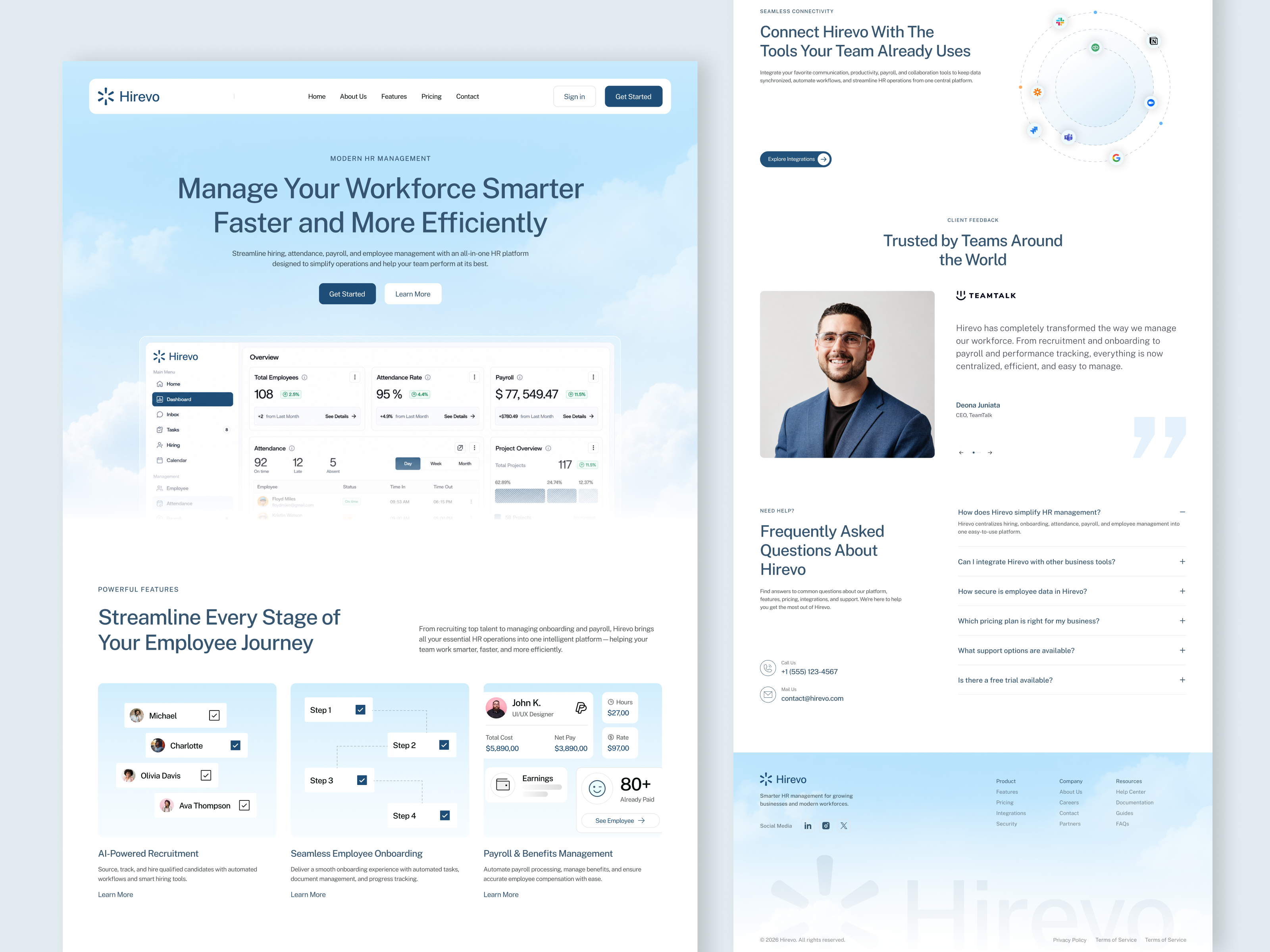 HR SaaS Landing Page clean ui creative dashboard dashboard ui design inspiration interaction design landing page minimal modern ui product design saas saas design startup ui ui design ux ux design web design web ui website design