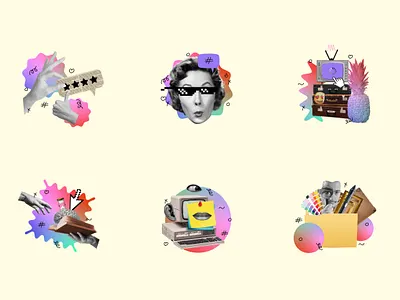 Gradient Collages art brand branding collage design graphic design illustration illustrator logo marketing typography ui vector