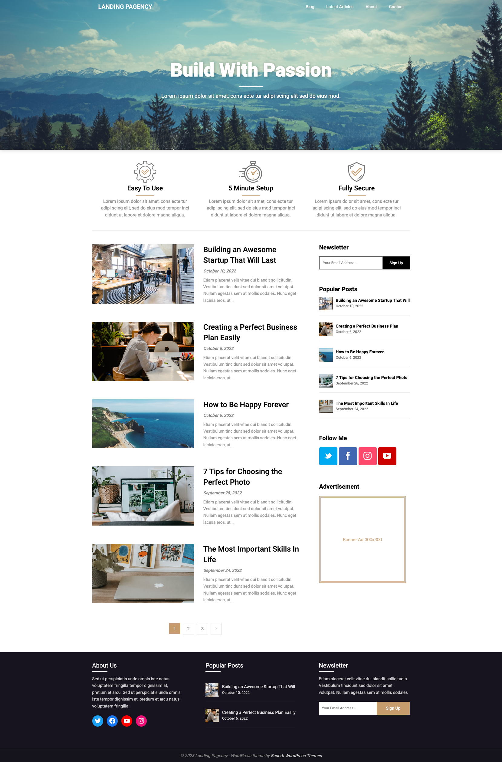 Landing Pagency - WordPress Theme For Landing Pages & Blogs blog blogging design inspiration landing page template theme website wordpress