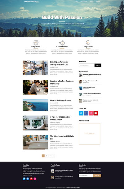 Landing Pagency - WordPress Theme For Landing Pages & Blogs blog blogging design inspiration landing page template theme website wordpress