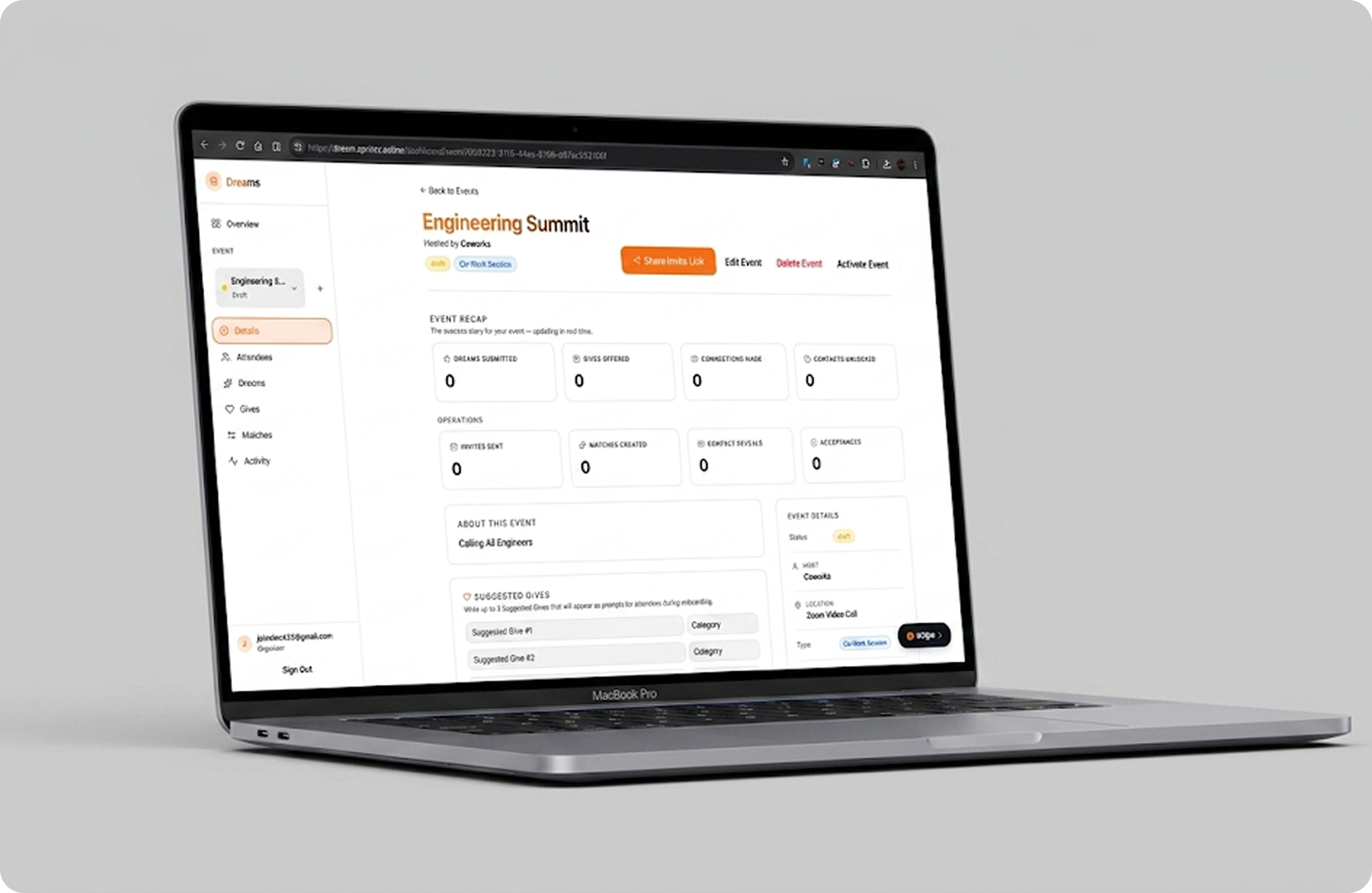 AI Event Networking Platform UI admin dashboard ai ai dashboard ai matchmaking community dashboard dashboard ui event management event platform networking onboarding productivity saas startup stripe ui design ux design web app