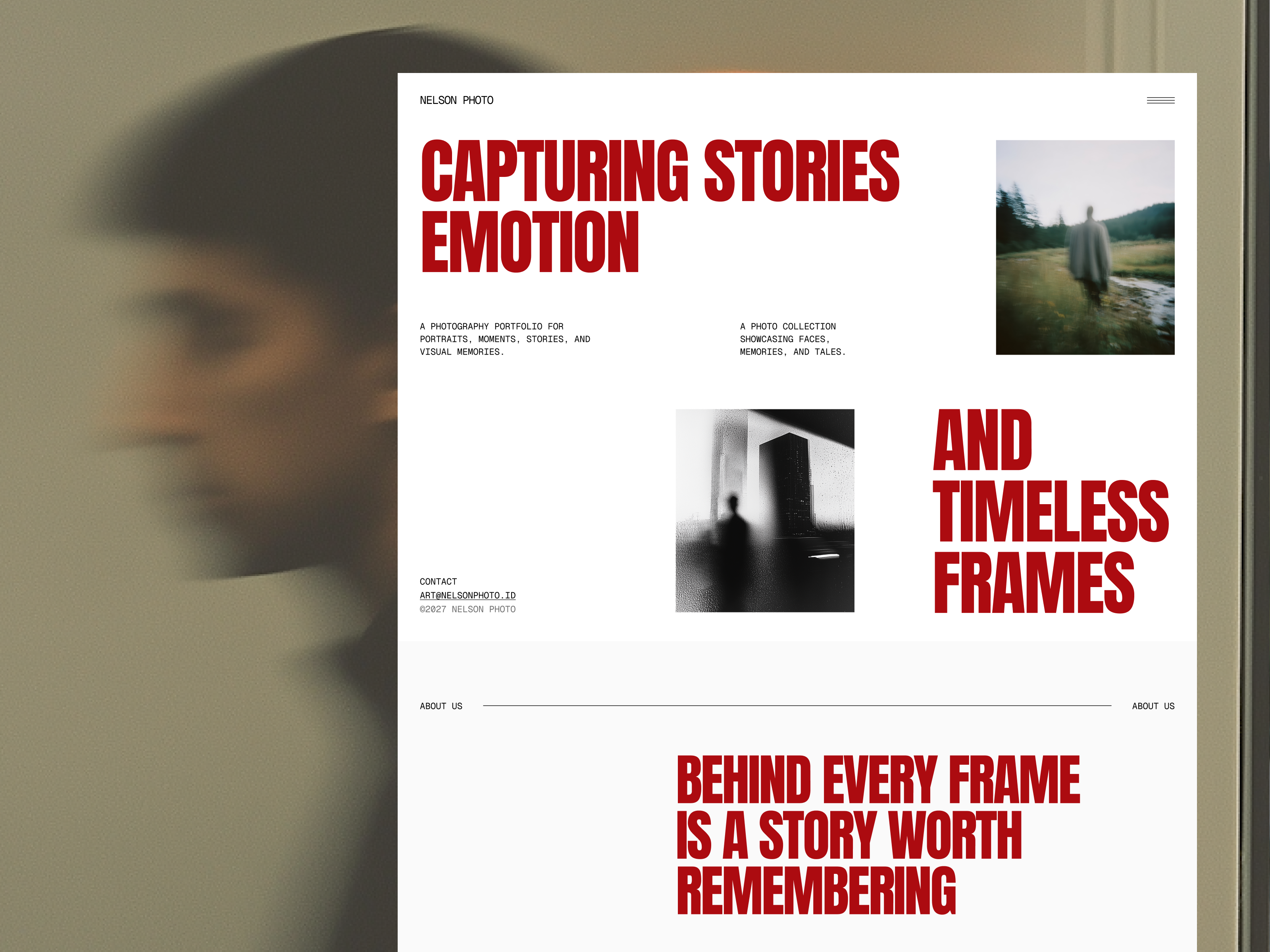 Nelson - Photography Landing Page animation art direction bold typography cinematic creative website editorial design editorial layout fashion editorial landing page layout design minimal design modern website photo portfolio photographer portfolio photography portfolio website ui visual identity web design website design