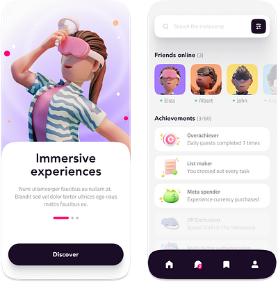 VR Pulse App UI app design future mobile app ocolus ui ux virtual virtual reality virtualreality vr vr device