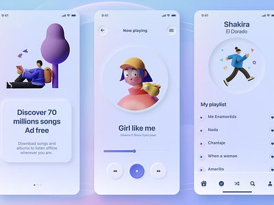 Soft UI Design Concept app app design clean cool design illustration mobile music smooth soft ui ux ♬