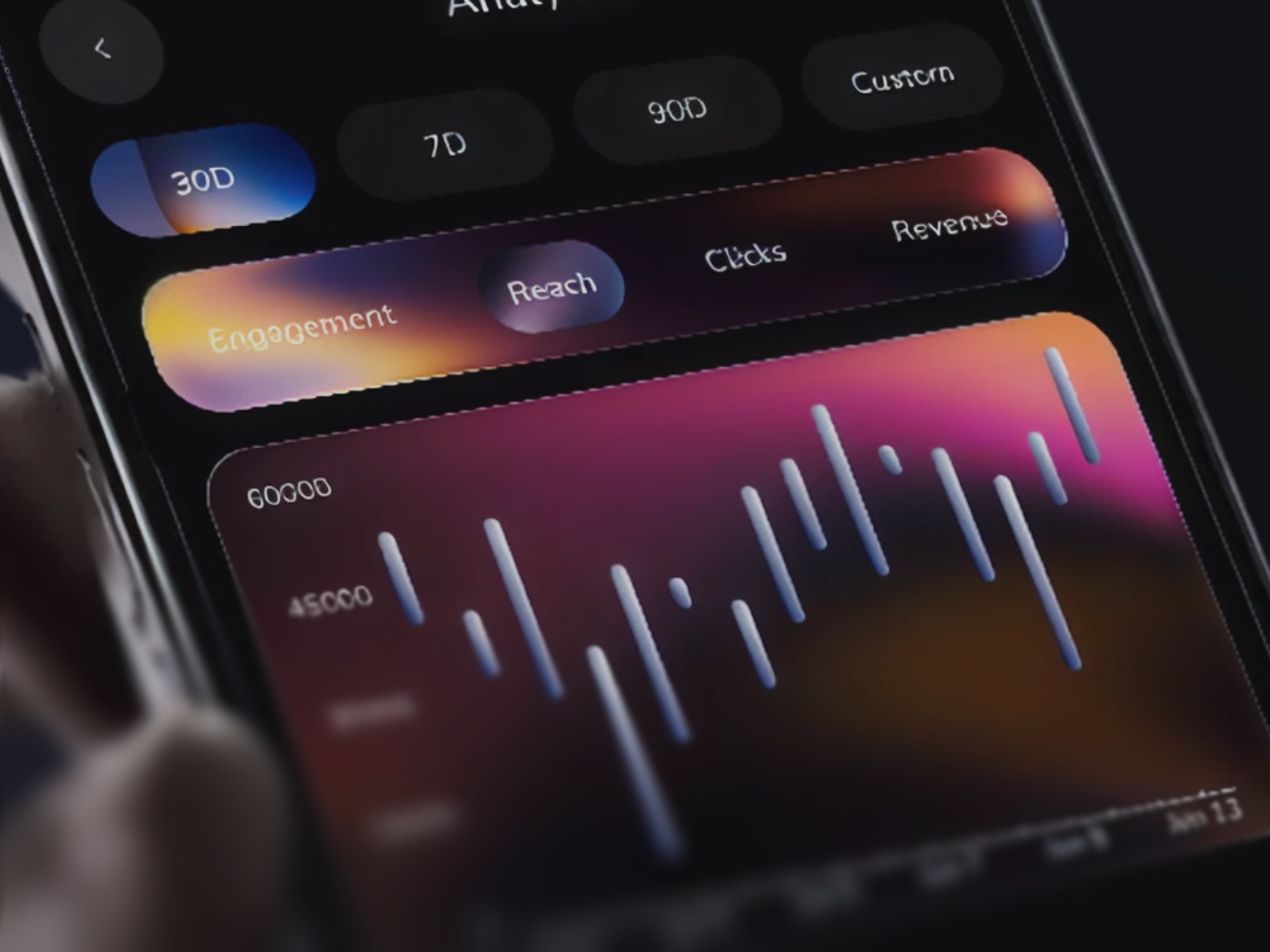 AI Marketing Automation – Analytics UI ai analytics ai marketing ai saas analytics dashboard app design dark ui dashboard ui data visualization design system figma marketing automation mobile app mobile app design mobile ui performance analytics product design saas design social media analytics ui design ux design