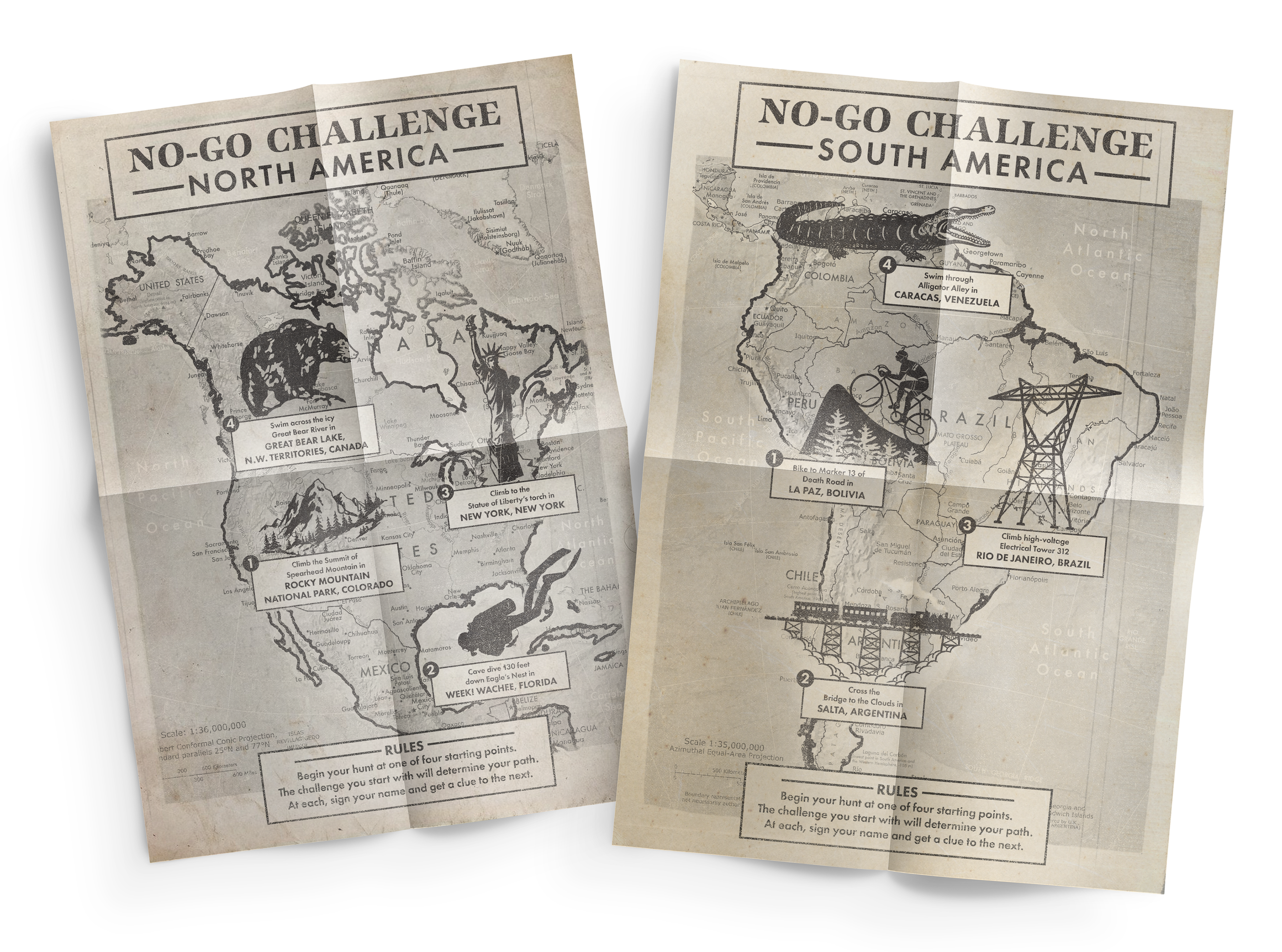 No-Go Challenge Maps design graphic design illustration map prop typography vintage