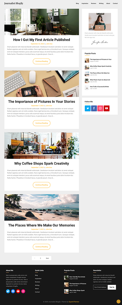 Journalist Blogily - Blog and Writing Theme for WordPress blog blogger blogging design inspiration responsive template theme website wordpress wp writer writing