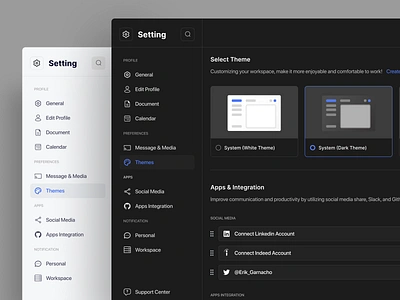 Zozyo® - HR Dashboard - Setting Page clean design hr app hr dashboard hr landing page hr platform hr website human resource office office platform preferences preferences ui design saas dashboard saas design select theme setting setting page setting ui design task dashboard task management website design