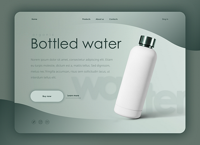 Home page "Bottle water" branding design graphic design illustration typography ui
