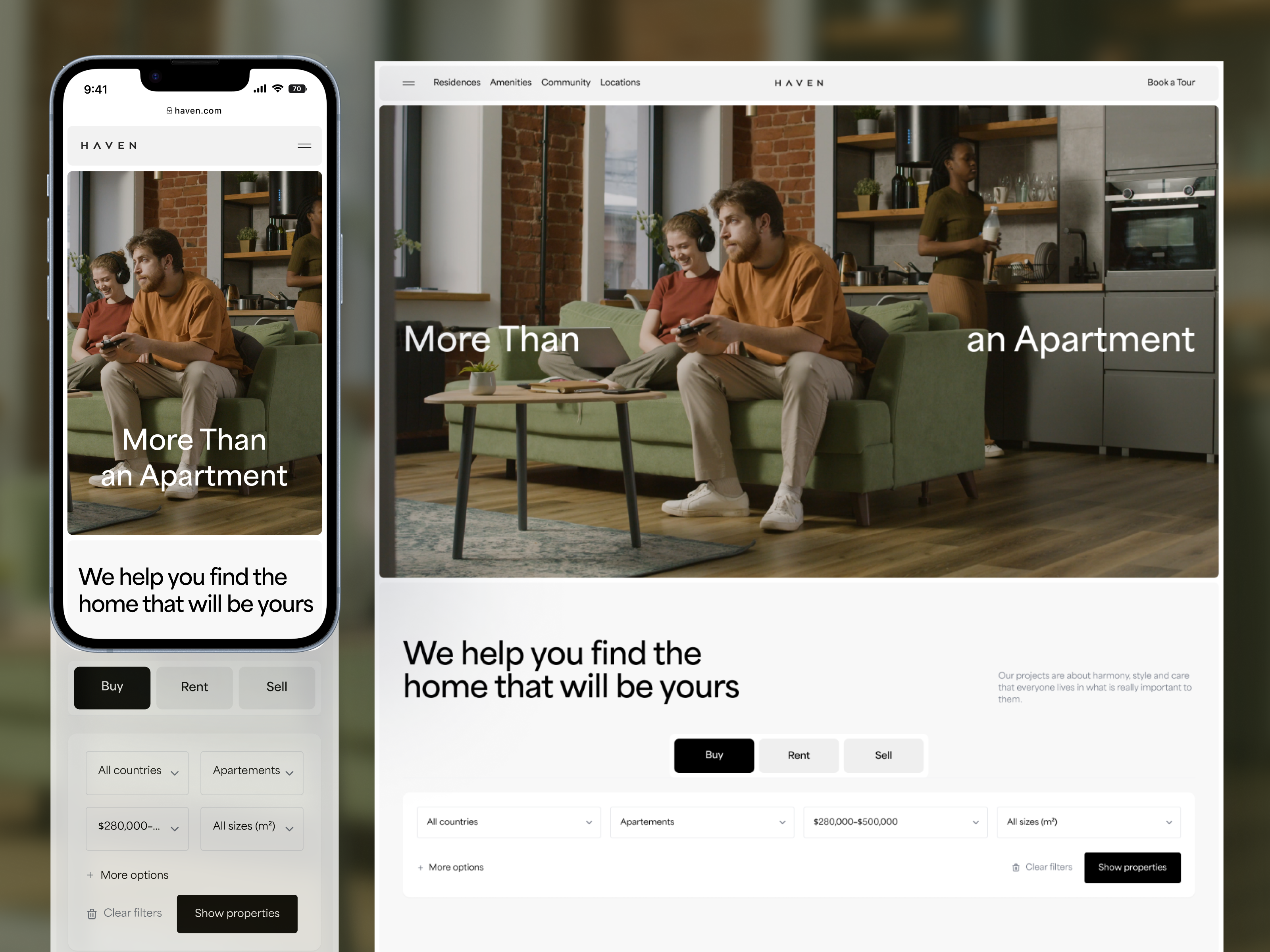 HAVEN — Property Discovery Experience Website architecture design home homepage landing page minimalist property ui uiux ux web web design website