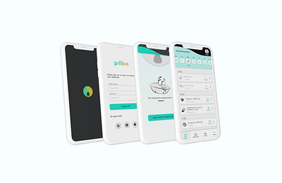 Pillbie screens after rebranding app design app screens branding minimal rebranding ui ux