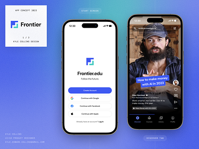 Frontier.edu | App Concept, Brand Case Study (1/2) app design app ui app ui design brand concept branding education learning mobile ui mobile ux social media typography
