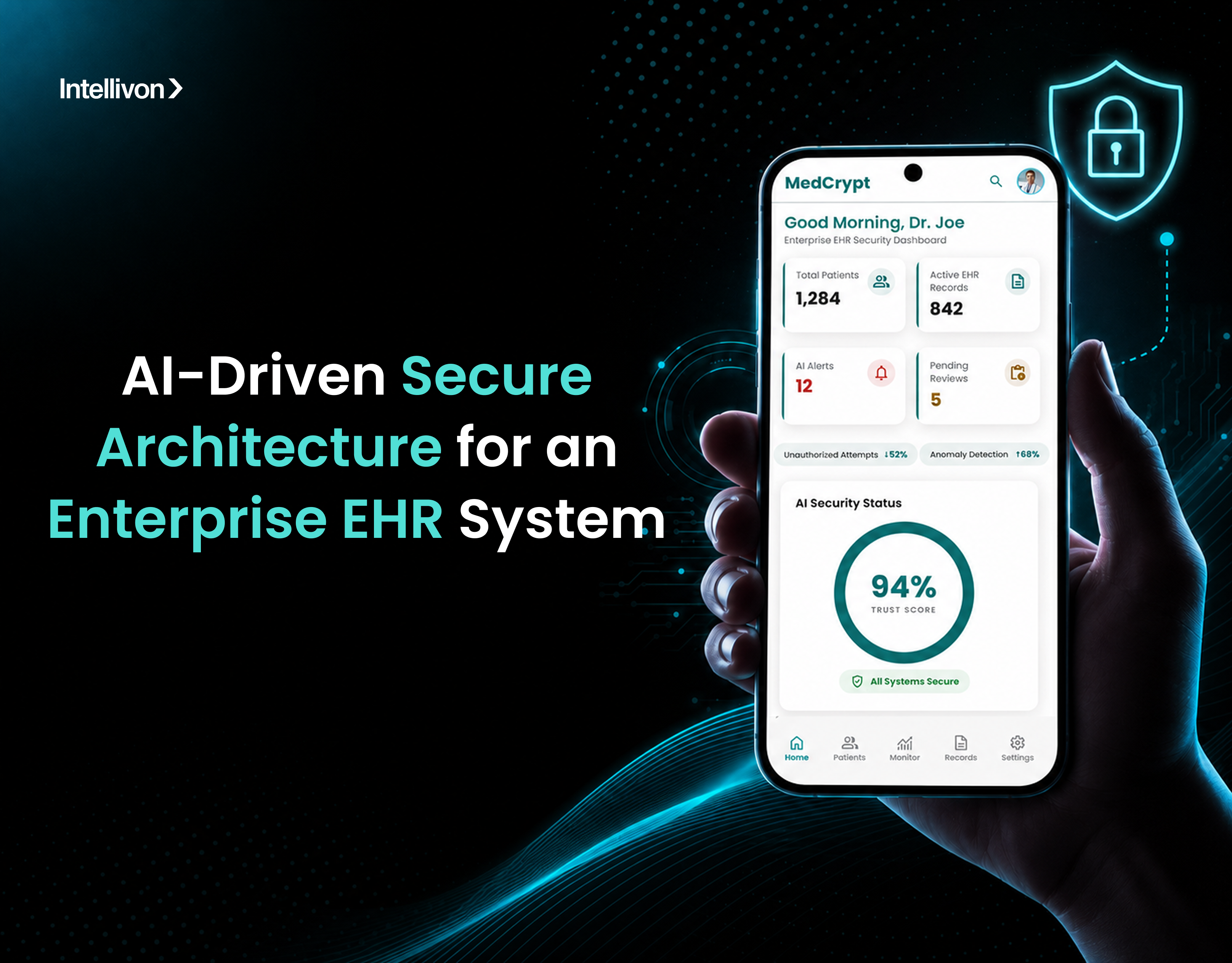 AI-Driven Secure Architecture for an Enterprise EHR System ai ai healthcare artificial intelligence cloud security cybersecurity dashboard design ehr emr enterprise software enterprise ui healthcare healthcare ui healthtech hipaa product design saas secure architecture ui design ux design web app