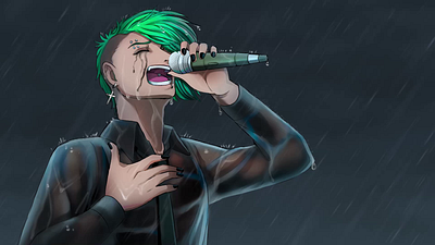 Animated Stormy Singing Illustration animation illustration lightning rain